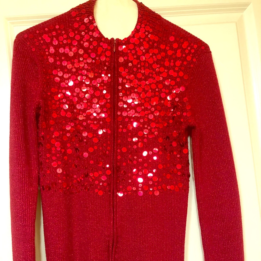 NWOT Boston Proper Sequin Cardigan Sweater Red S
